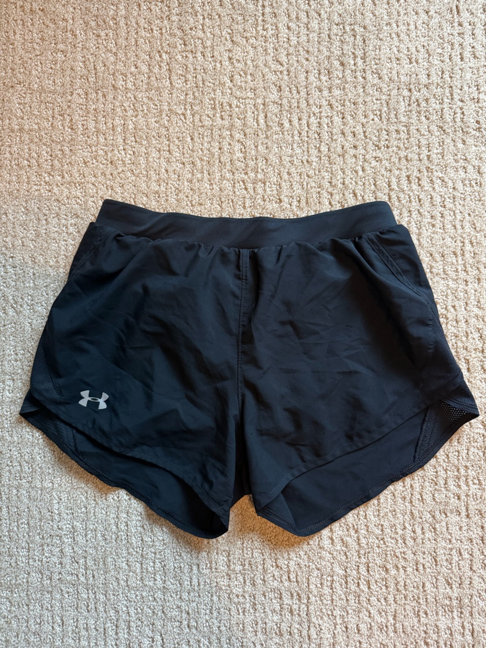 Under Armour Women's Black Athletic Running Shorts with Reflective Logo